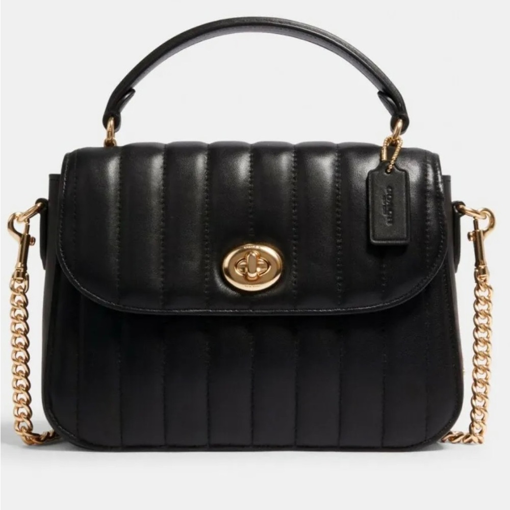 Coach C1558 Marlie Top Handle Satchel with Quilting in Black